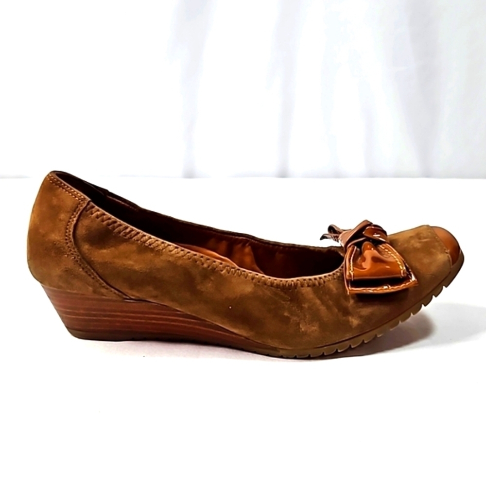Paul Green Nola Wedge Brown Suede Square Toe Size 6.5